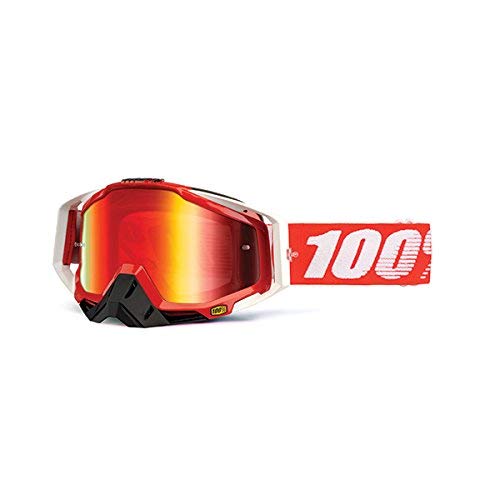 100% unisex-adult Goggle (Fire/Mirror Red,One Size) (RACECRAFT RC FIRE RED Mirror Lens Red)