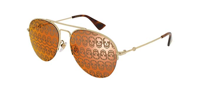 Gucci GG 0107 S- 002 GOLD/ORANGE Sunglasses