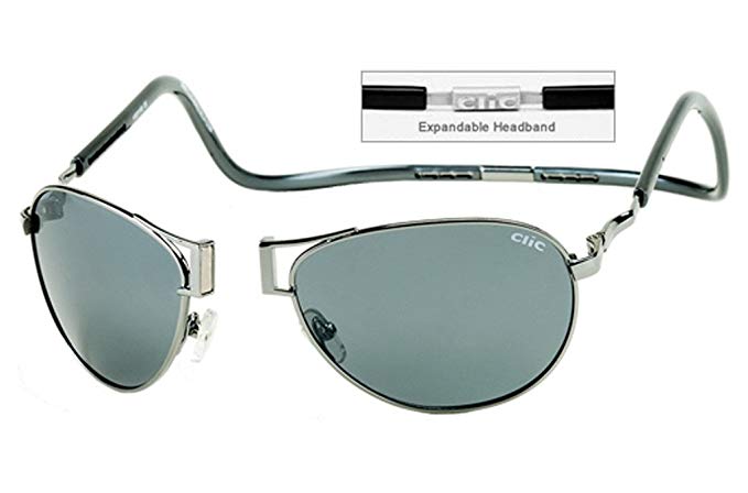 CliC Readers Aviator XXL Sunglasses Gunmetal Frame Polarized Grey Lenses
