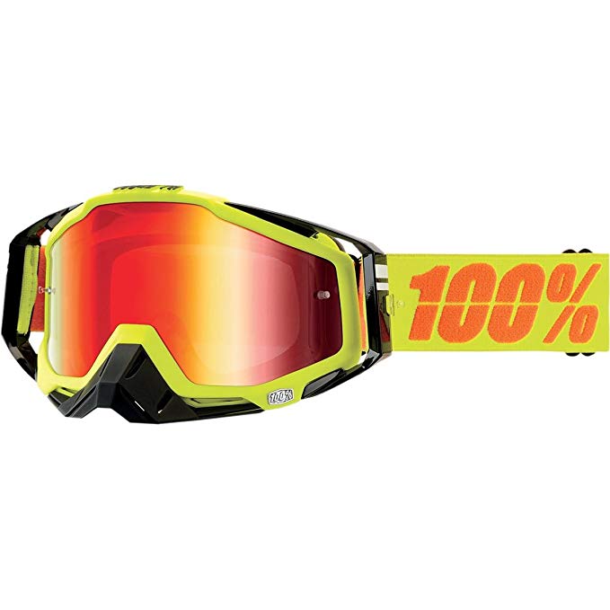 100% Racecraft Men's Off-Road/Dirt Bike Motorcycle Goggles Eyewear - Neon Sign/Red Mirror / One Size