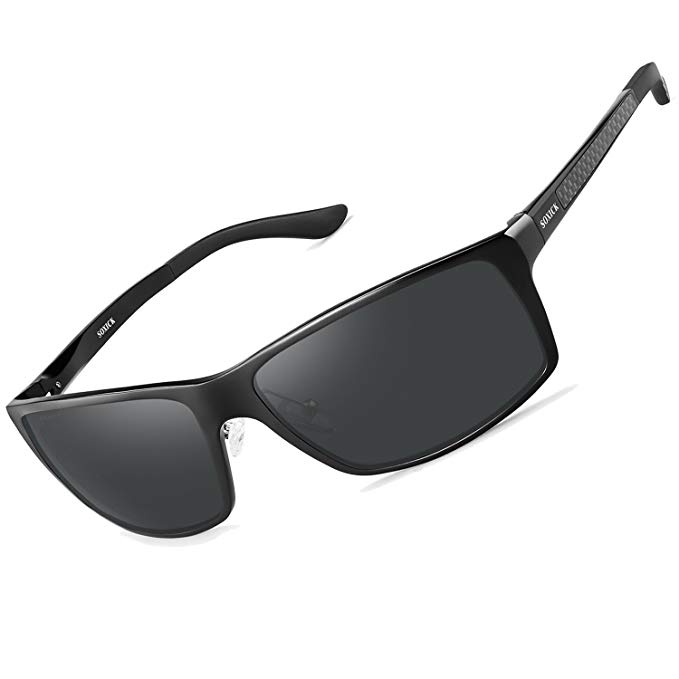 SOXICK Polarized Rectangular Sunglasses for Driving - Vintage Lightweight Sun Glassses for Men Women
