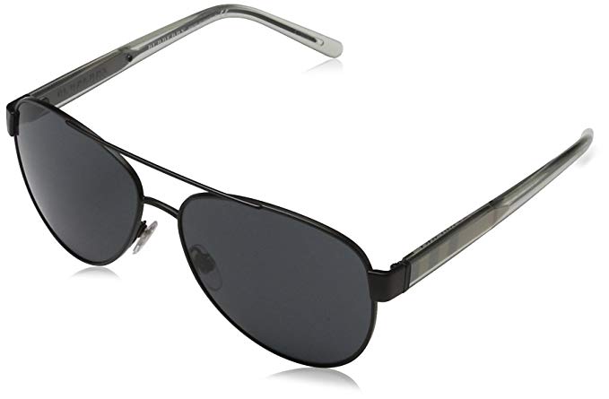 Burberry Women's BE3084 Sunglasses Matte Black/Gray 57mm