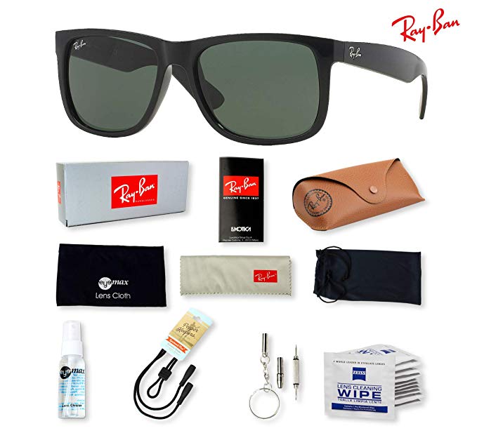 Ray-Ban RB4165 Justin Sunglasses with Deluxe Eyewear Accessories Bundle