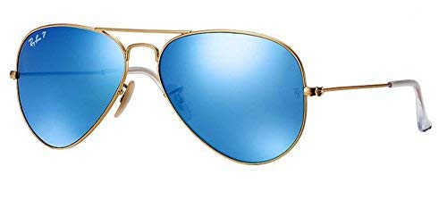 Ray-Ban Authentic Aviator RB 3025 112/4L 58MM Matte Gold / Blue Mirror Polarized