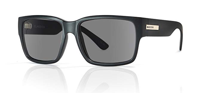 MADSON Classic Unisex 15-0202 Polarized Sunglasses, Black Matte/Grey