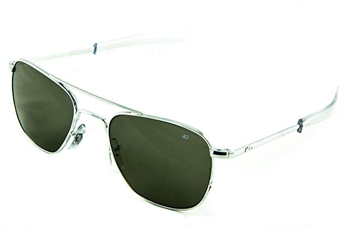 AO Eyewear Original Pilot Bayonet Aviator Sunglasses with Silver Frame