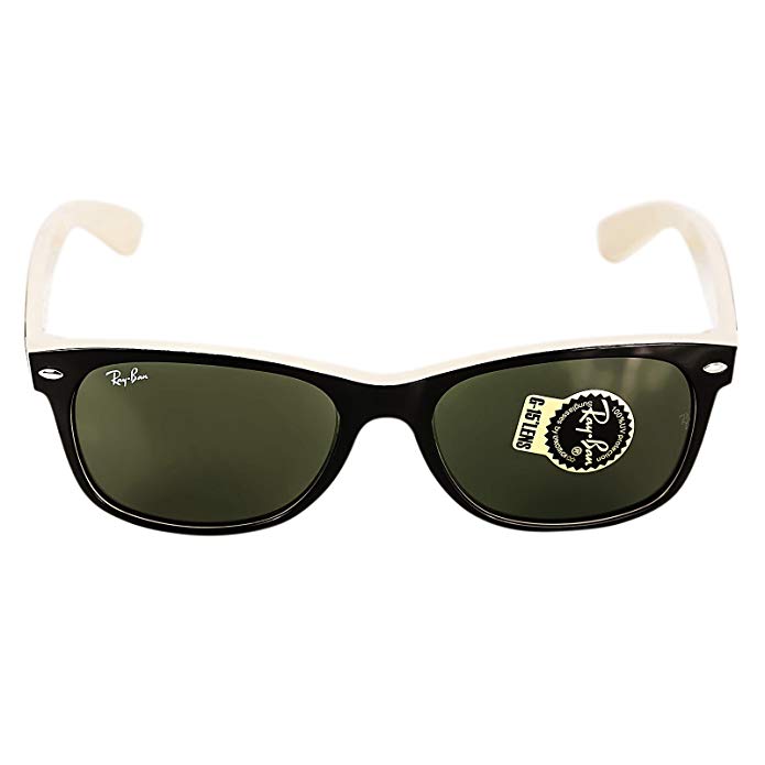 New Ray Ban RB2132 875 Black on Beige Frame/Crystal Green 55mm Sunglasses