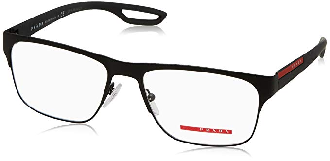 Prada Linea Rossa Men's PS 52GV Eyeglasses Black Rubber 57mm