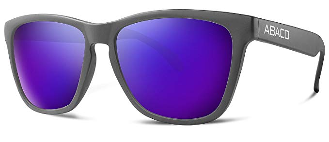 Abaco Kai Sunglasses Matte Black Frame Polarized Purple Mirror Lenses