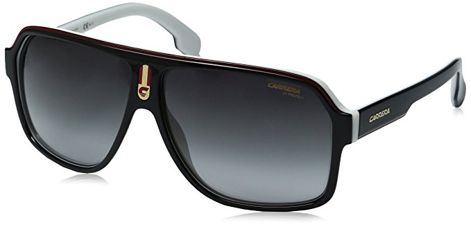 Carrera Men's Ca1001s Aviator Sunglasses, Black White/Dark Gray Gradient, 62 mm