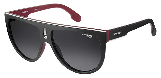 Carrera Men's Flagtops Round Sunglasses, Matte Black RED/Dark Gray GRADIET, 60 mm