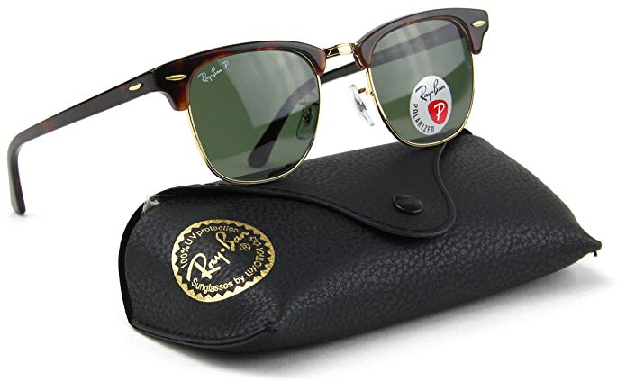 Ray-Ban RB3016 990/58 Clubmaster Red Havana / Crystal Green Polarized Lens 49mm