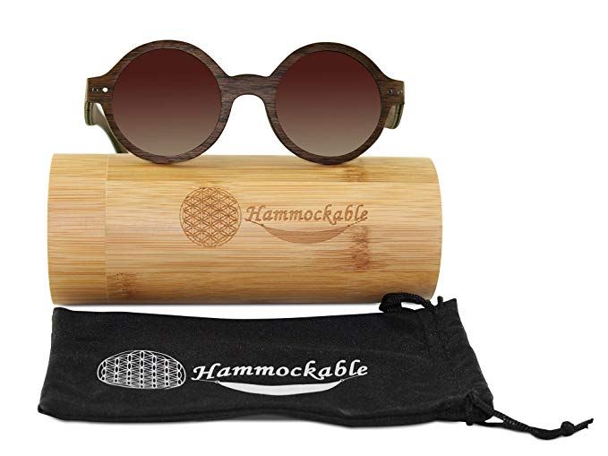 Retro Round Maple Wood Sunglasses - Vintage Lennon Style Shades with Polarized Lenses