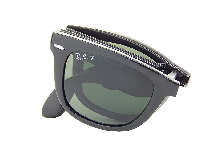 Ray Ban Folding Wayfarer RB4105 601/58 Black/Crystal Green 50mm Polarized Sunglasses