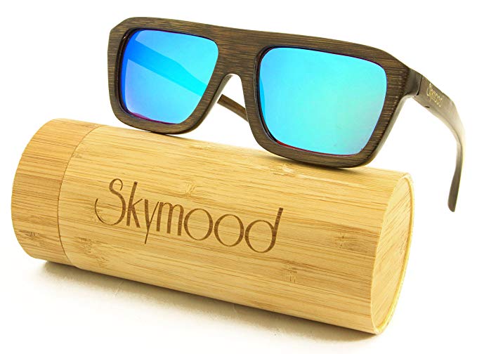 SKYMOOD Wood Sunglasses Men,wood sunglasses polarized with Bamboo Box